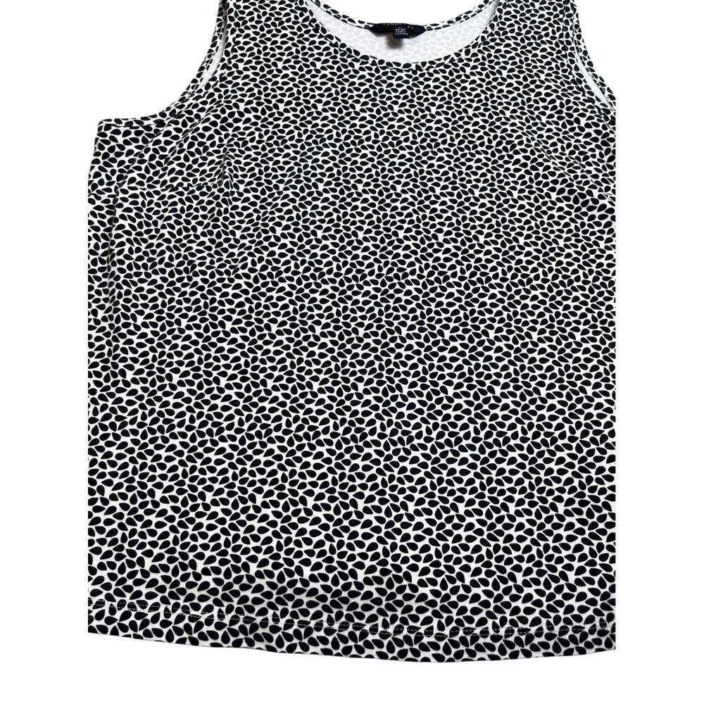 Lands End 1X Tank Top Black White Teardrop Print Scoop Neck Cotton Jersey‎ - Picture 5 of 6